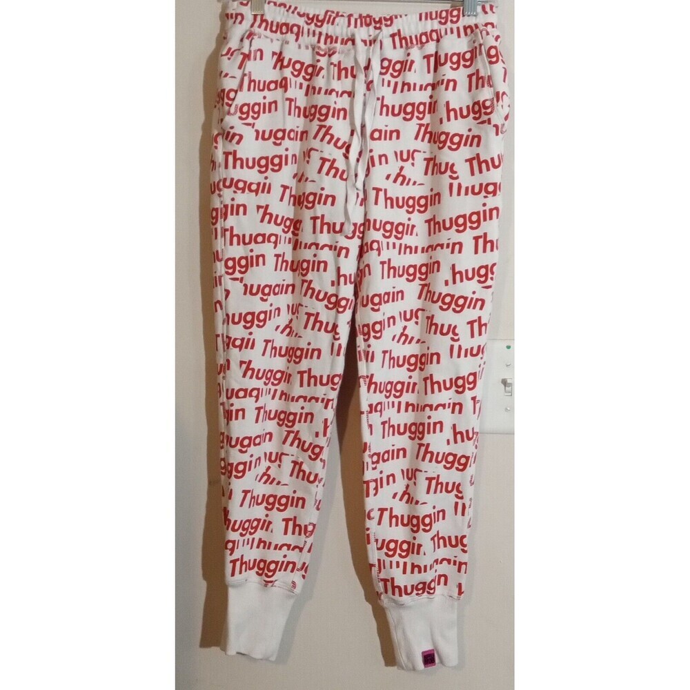 MTTM WOMEN'S Married To The Mob JOGGERS WHITE/RED Thuggin' All Over Print Medium